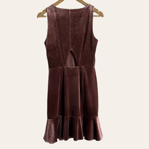 Rebecca Minkoff Tiffany Mauve Velvet Ruffle Hem Sleeveless Sheath Dress Size 4 - Picture 10 of 11